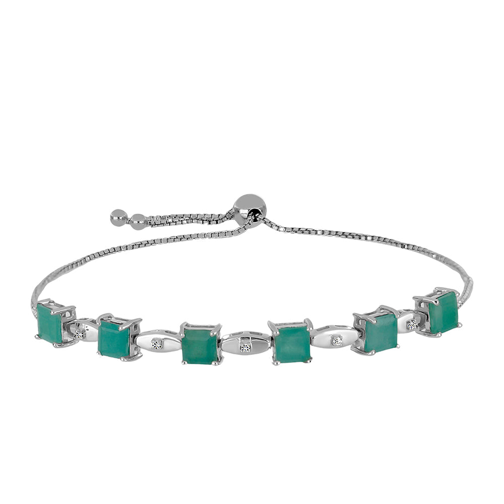 Pulsera de Plata con Esmeralda de Brasil y Diamante blanco 1 