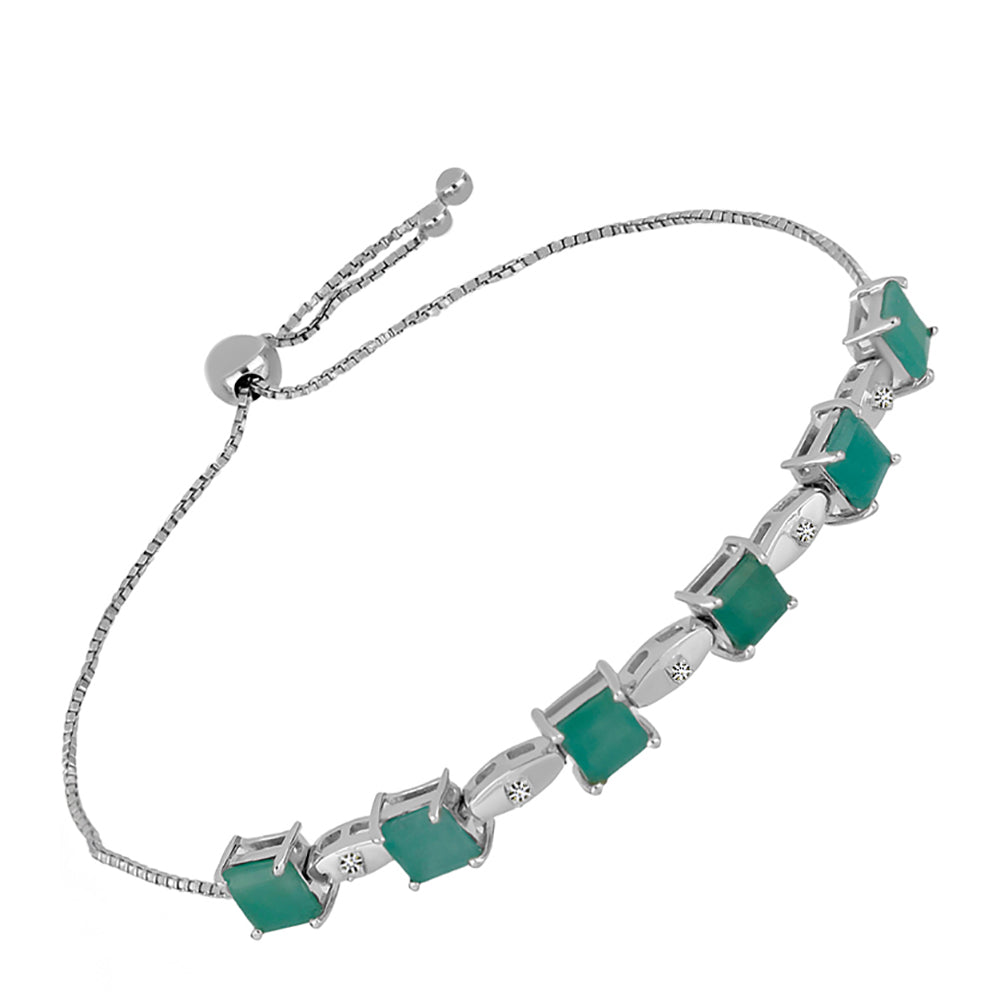 Pulsera de Plata con Esmeralda de Brasil y Diamante blanco 2 