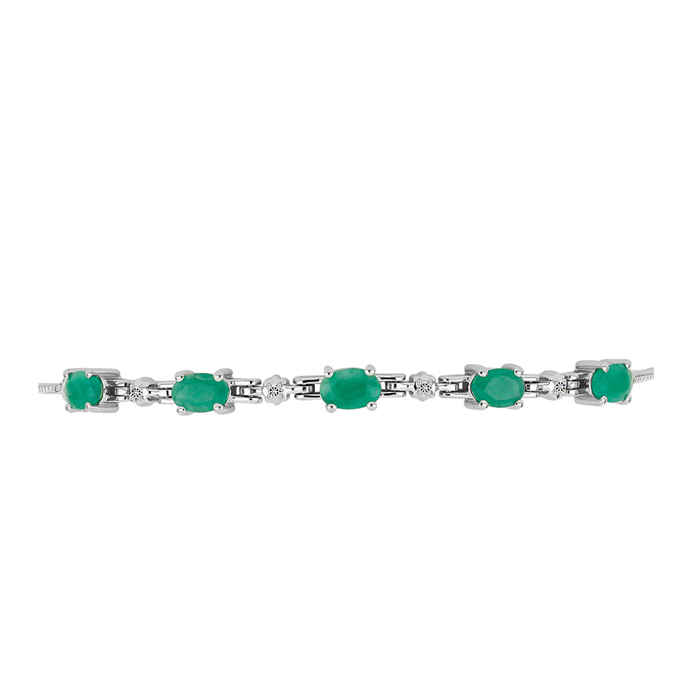 Pulsera de Plata con Esmeralda de Brasil y Diamante blanco 2 