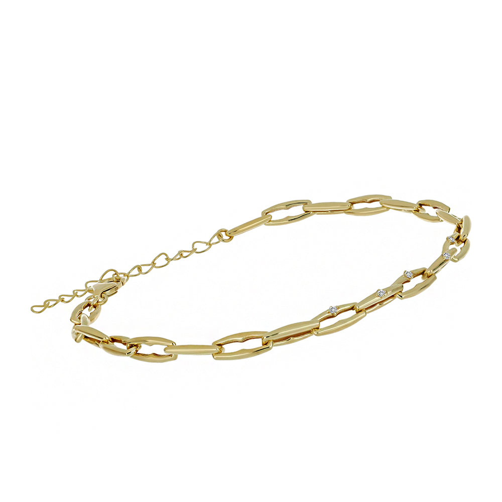 Pulsera de Plata Bañada en Oro con Diamante blanco