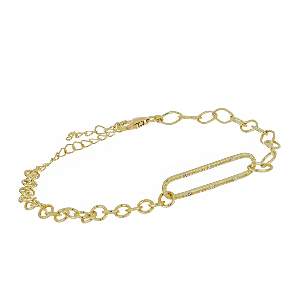 Pulsera de Plata Bañada en Oro con Diamante blanco