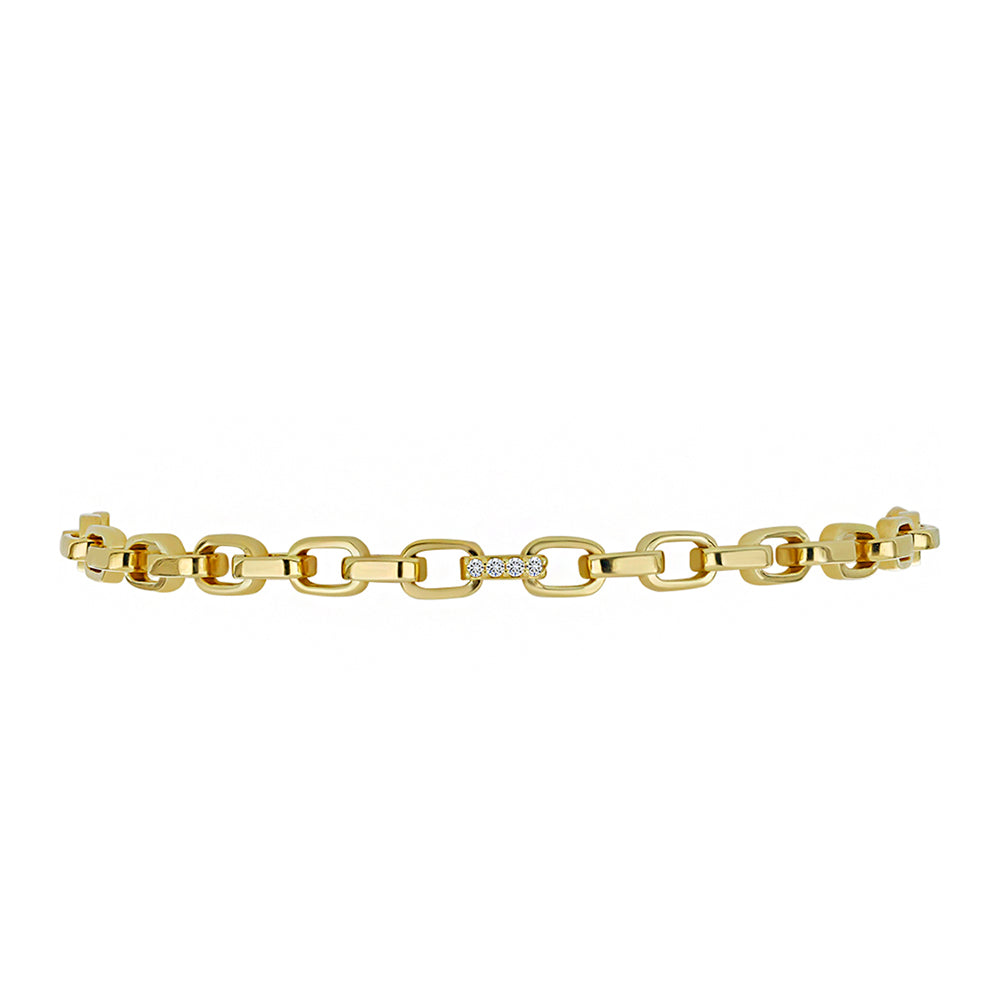 Pulsera de Plata Bañada en Oro con Diamante blanco