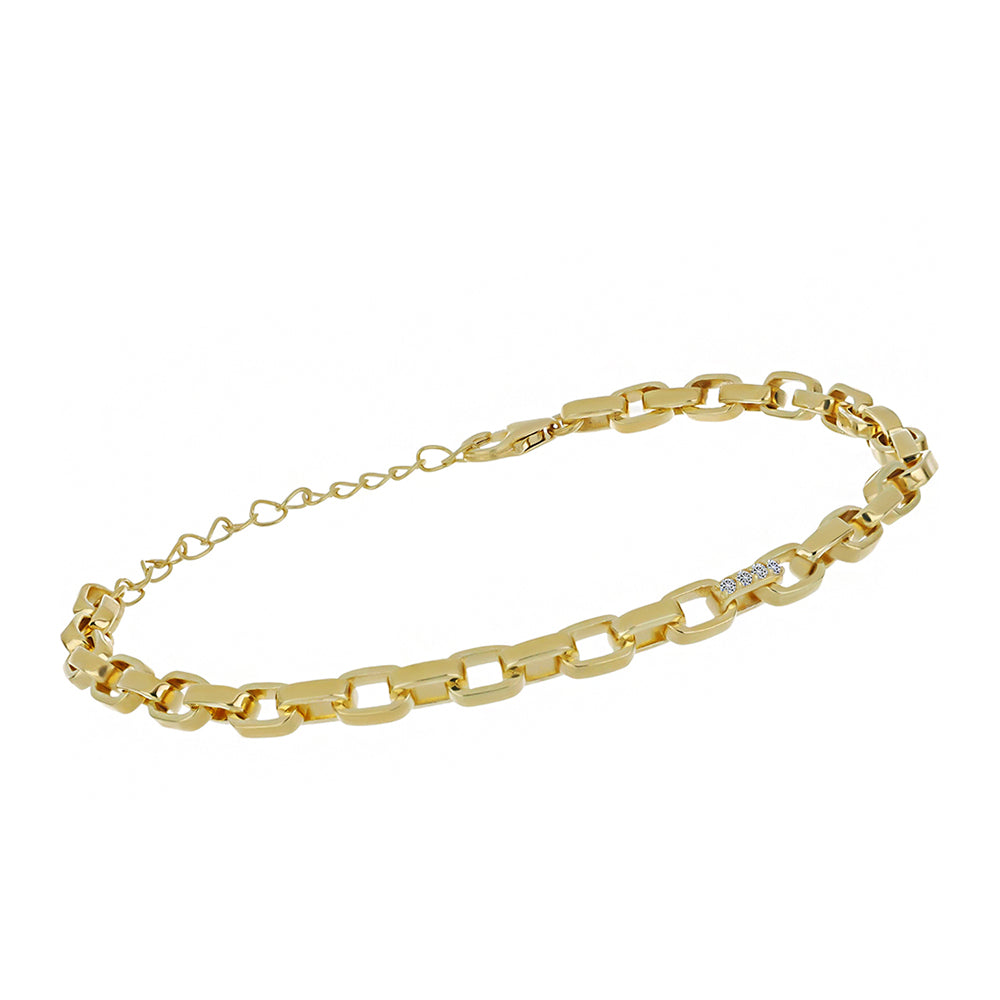 Pulsera de Plata Bañada en Oro con Diamante blanco 1 