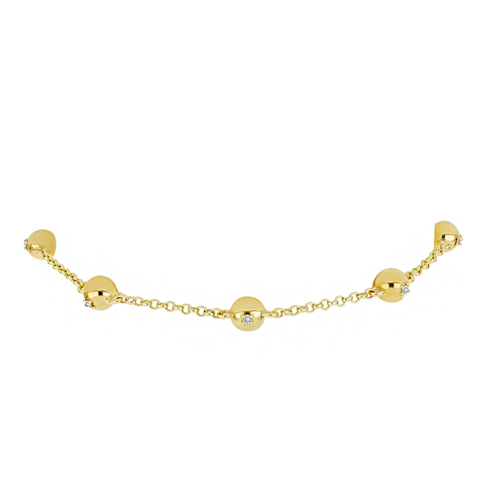 Pulsera de Plata Bañada en Oro con Diamante blanco