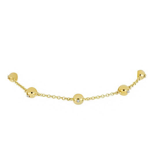 Pulsera de Plata Bañada en Oro con Diamante blanco