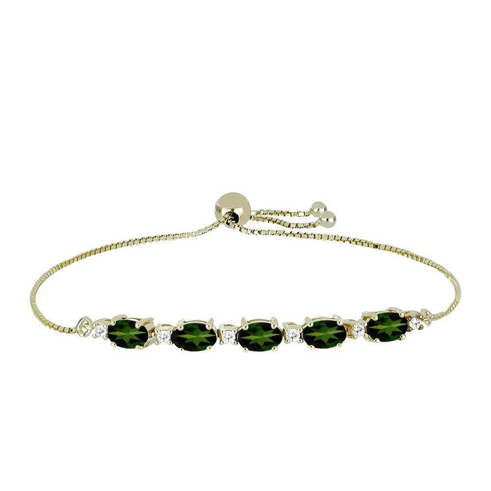 Pulsera de Oro 9K con Turmalina Verde y Zircón Blanco 2 