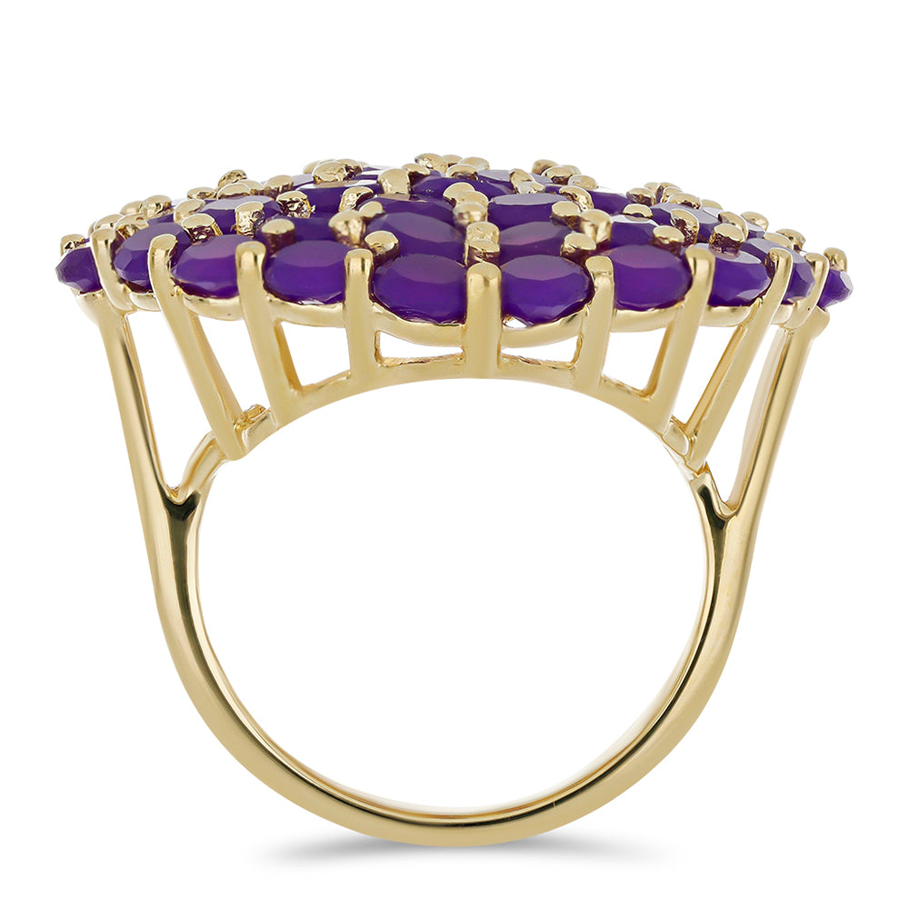 Anillo de Plata Bañada en Oro con Ágata Púrpura