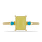 Anillo de Plata Bañada en Oro con Serpentina Amarilla y Ópalo Azul Paraiba de Etiopía