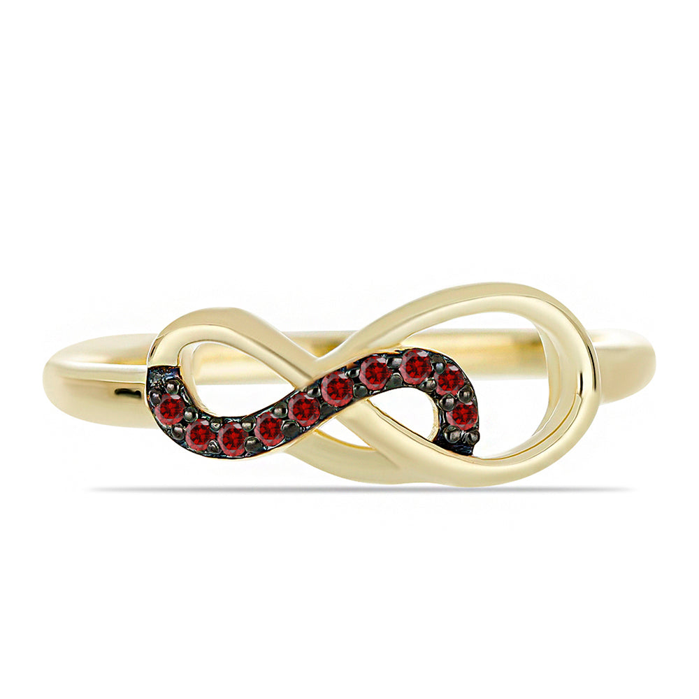 Anillo de Plata Bañada en Oro con Diamante Rojo 1 