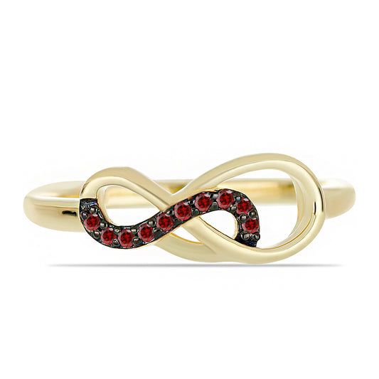 Anillo de Plata Bañada en Oro con Diamante Rojo