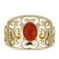 Anillo de Plata Bañada en Oro con Coral Rojo