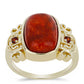 Anillo de Plata Bañada en Oro con Coral Rojo y Granate Barton