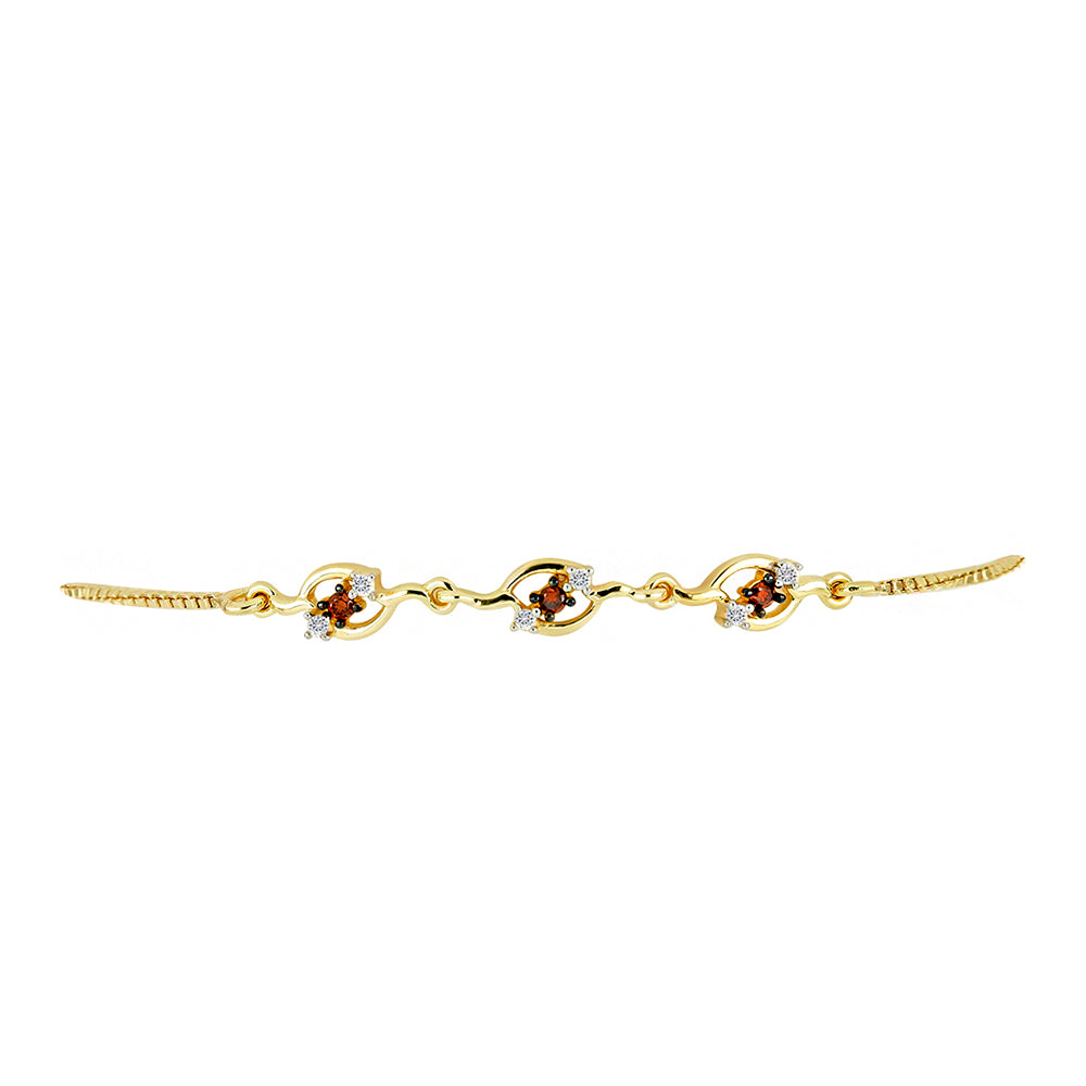 Pulsera de Plata Bañada en Oro con Diamante Rojo y Diamante blanco