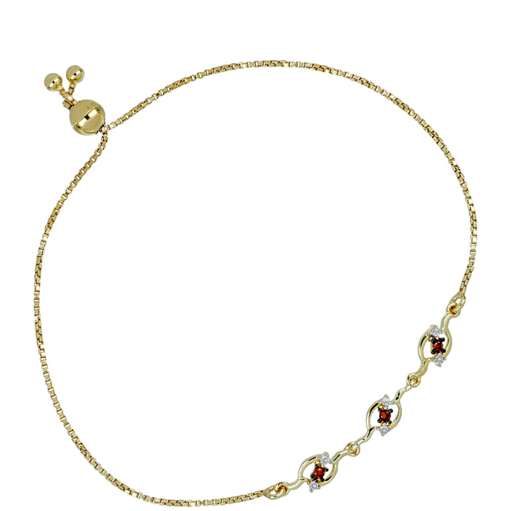 Pulsera de Plata Bañada en Oro con Diamante Rojo y Diamante blanco 1 