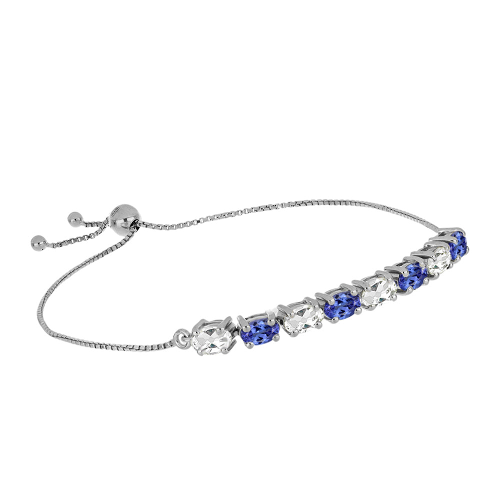 Pulsera de Plata con Tanzanita y Topacio Blanco 1 