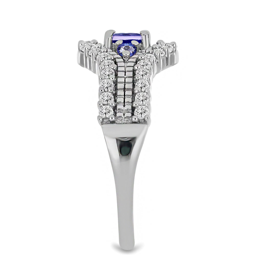 Anillo de Plata con Tanzanita y Topacio Blanco