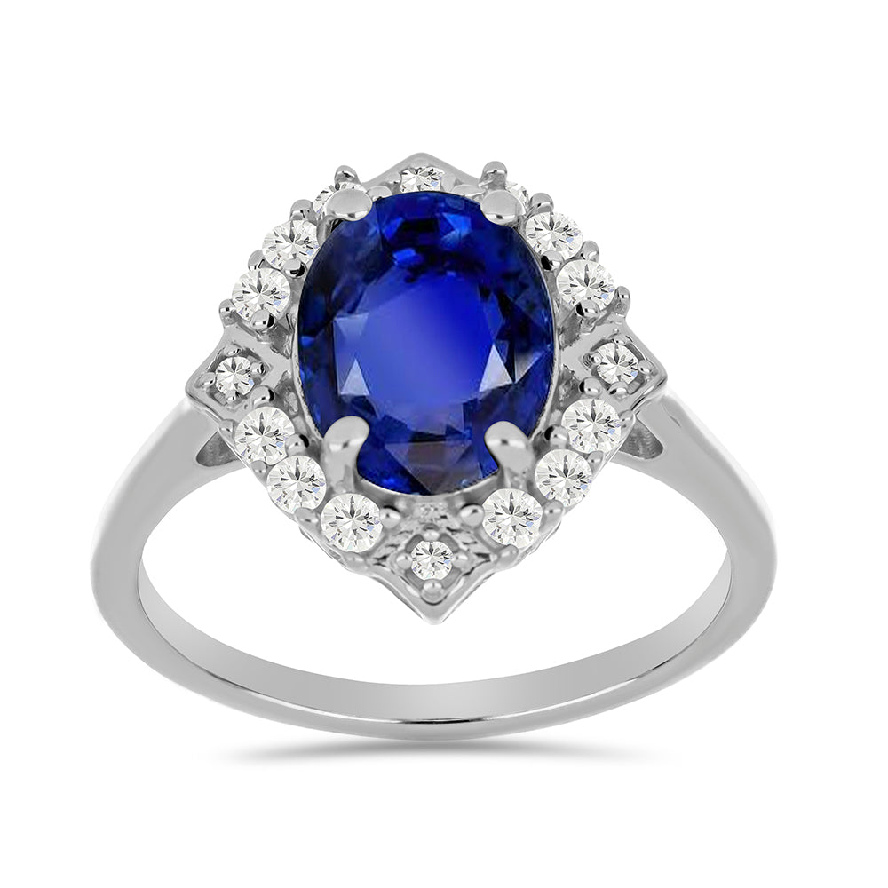 Anillo de Plata con Zafiro Azul Australiano y Topacio Blanco 3 