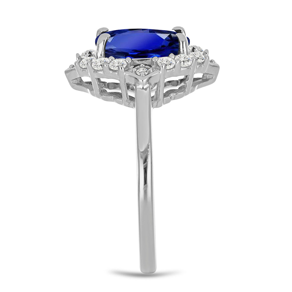 Anillo de Plata con Zafiro Azul Australiano y Topacio Blanco