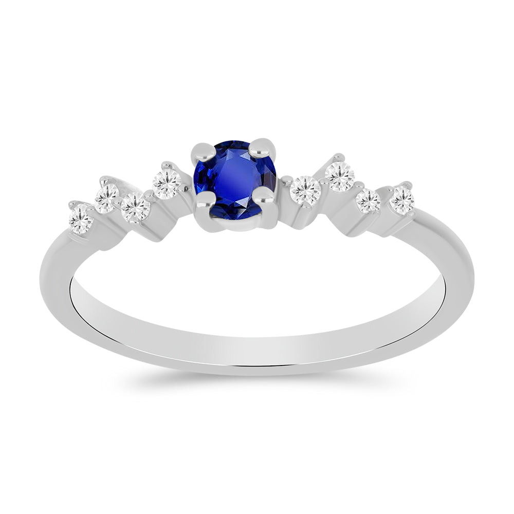 Anillo de Plata con Zafiro Azul Australiano y Topacio Blanco 3 