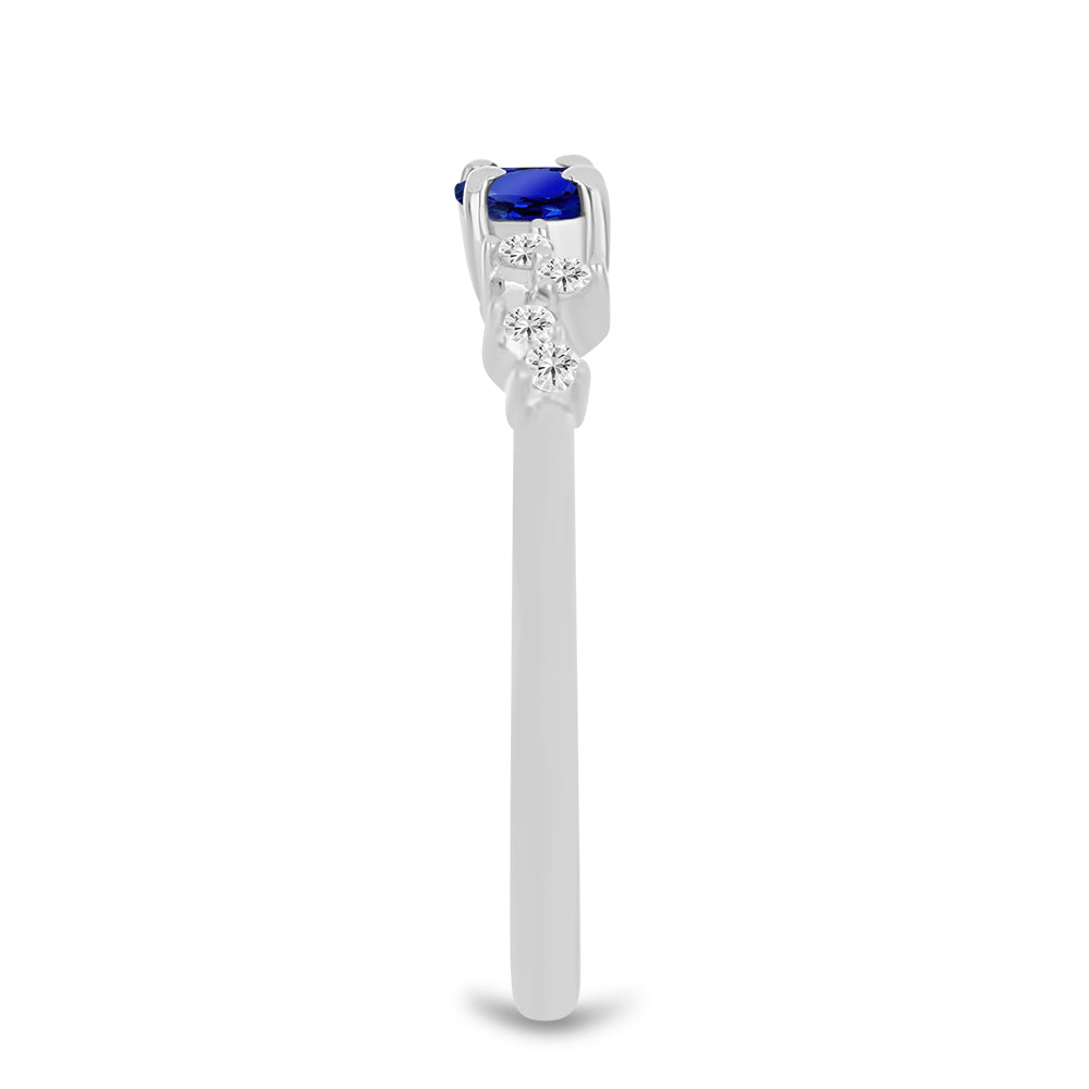 Anillo de Plata con Zafiro Azul Australiano y Topacio Blanco 4 