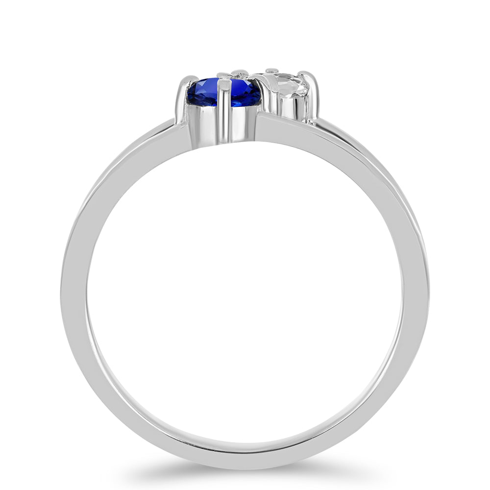 Anillo de Plata con Zafiro Azul Australiano y Topacio Blanco 2 