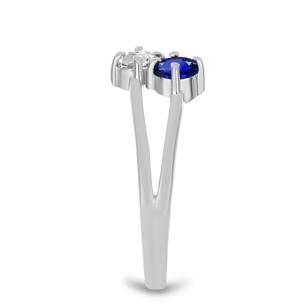 Anillo de Plata con Zafiro Azul Australiano y Topacio Blanco 4 