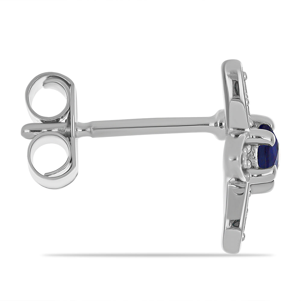 Pendientes de Plata con Zafiro Azul Australiano y Topacio Blanco 2 