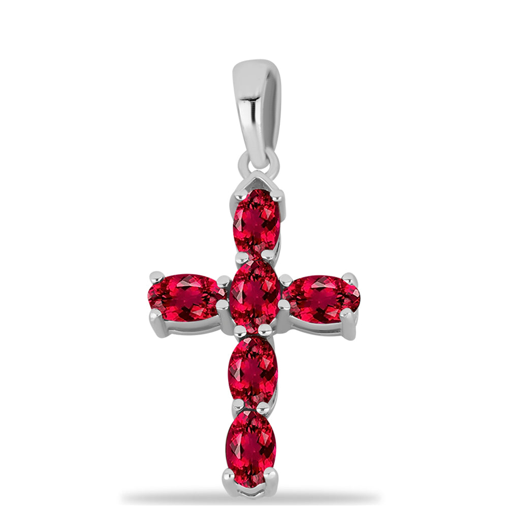 Cruz Colgante de Plata con Rubelita de Cruzeiro 1 