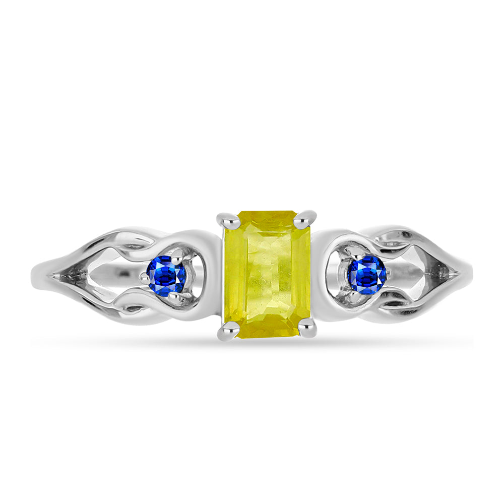 Anillo de Plata con Zafiro Amarillo y Zafiro azul Australiano 1 