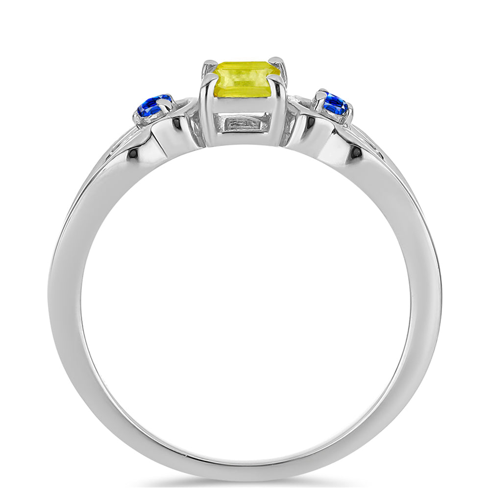 Anillo de Plata con Zafiro Amarillo y Zafiro azul Australiano 2 