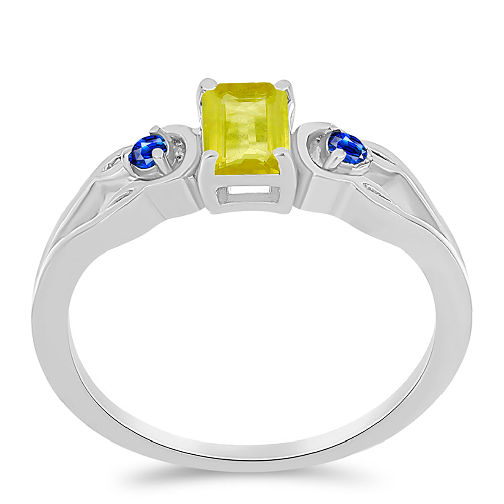 Anillo de Plata con Zafiro Amarillo y Zafiro azul Australiano