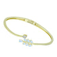 Pulsera de Plata Bañada en Oro con Piedra Lunar Arco Iris y Topacio Blanco