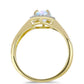 Anillo de Plata Bañada en Oro con Piedra Lunar Arco Iris y Topacio Blanco