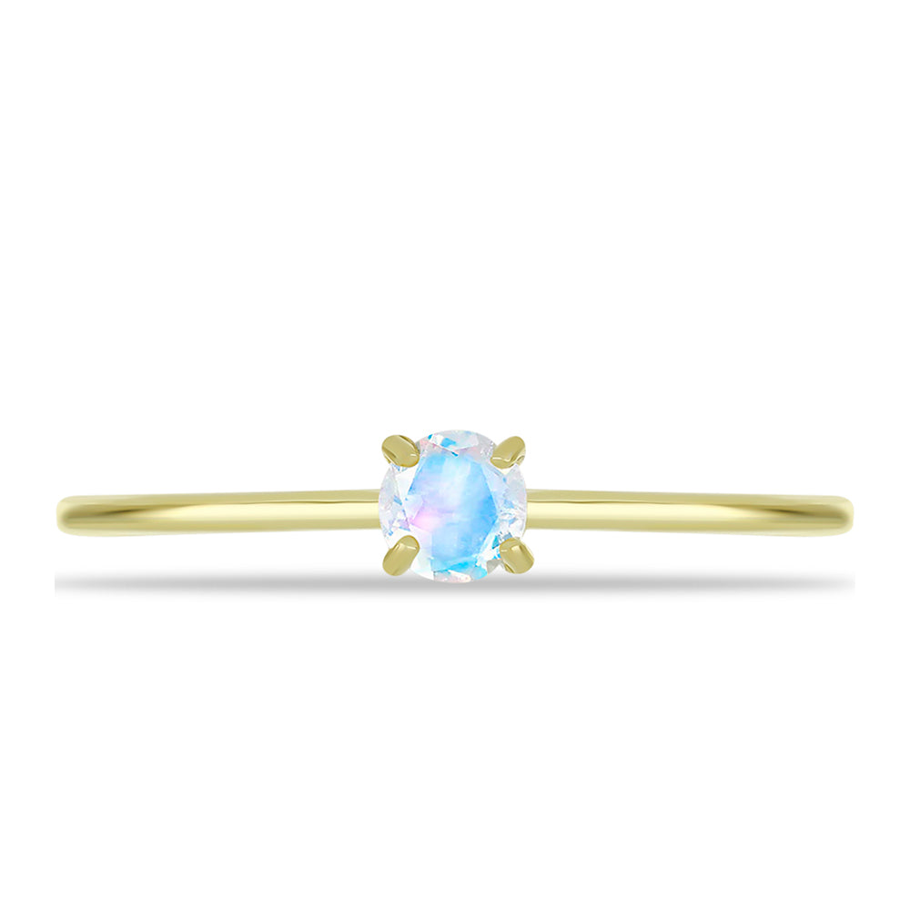 Anillo de Plata Bañada en Oro con Piedra Lunar Arco Iris