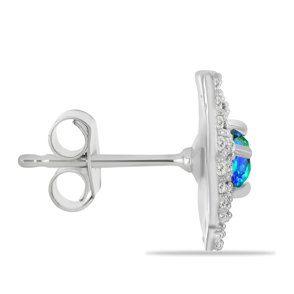 Pendientes de Plata con Cuarzo Pavo Real y Topacio Blanco 2 