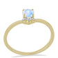Anillo de Plata Bañada en Oro con Piedra Lunar Arco Iris y Topacio Blanco