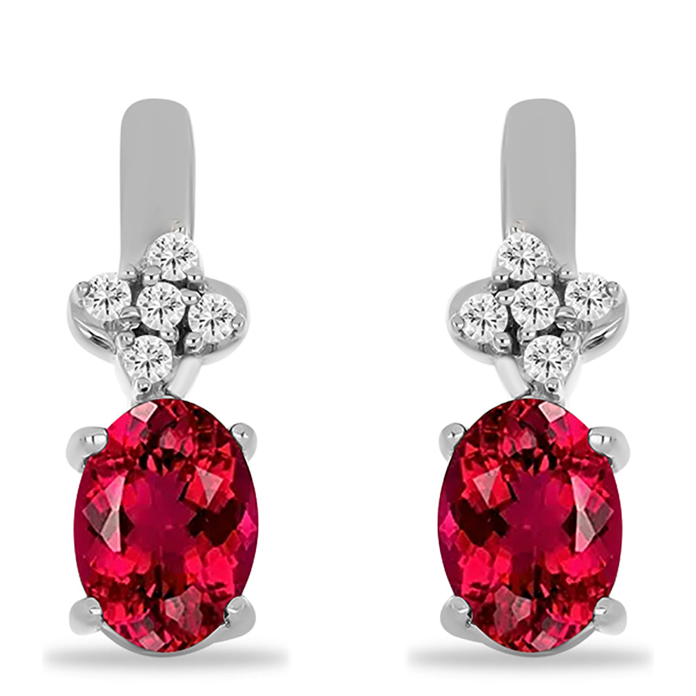 Pendientes de Plata con Rubelita de Cruzeiro y Topacio Blanco