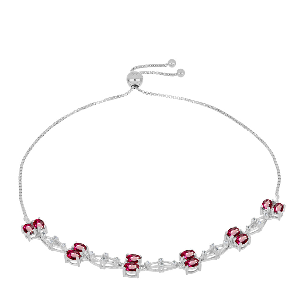 Pulsera de Plata con Rubelita de Cruzeiro y Topacio Blanco