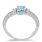 Anillo de Plata con Apatita Azul Cielo y Topacio Blanco