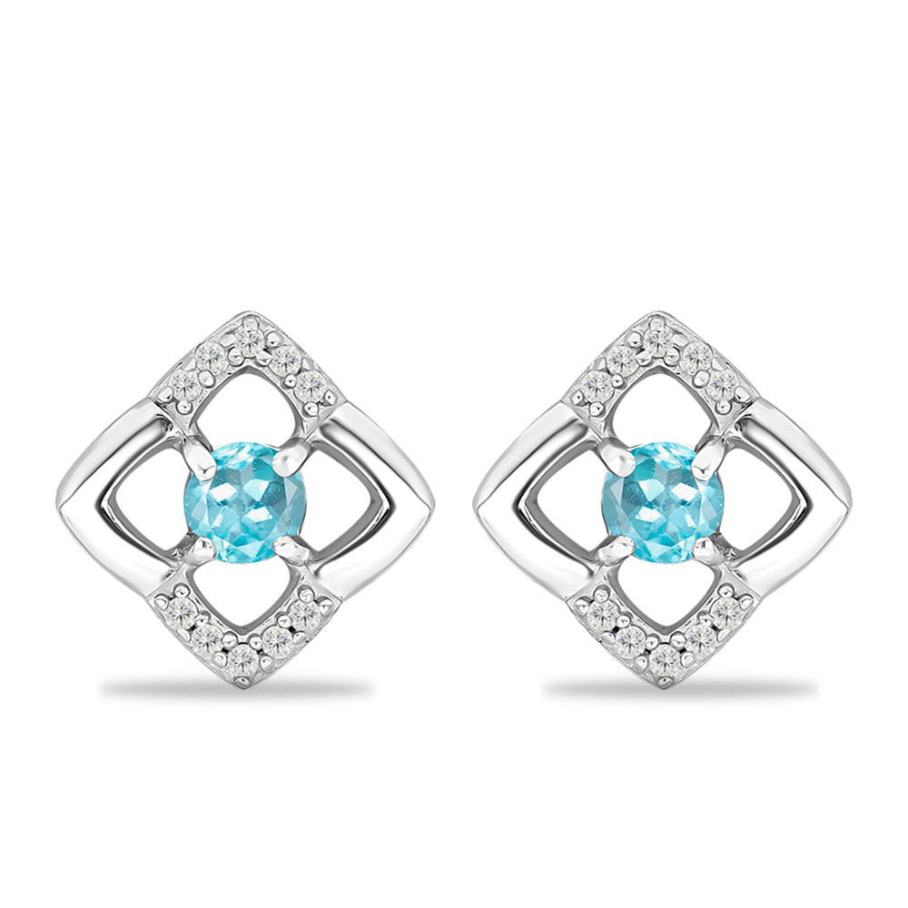 Pendientes de Plata con Apatita Azul Cielo y Topacio Blanco 1 