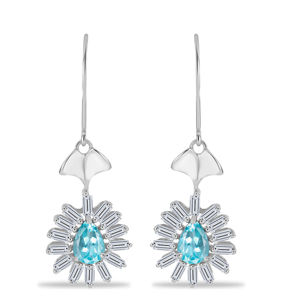 Pendientes de Plata con Apatita Azul Cielo y Zircón Blanco