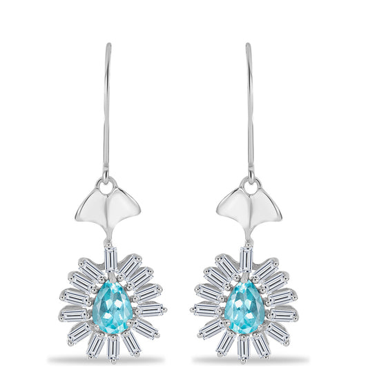 Pendientes de Plata con Apatita Azul Cielo y Zircón Blanco