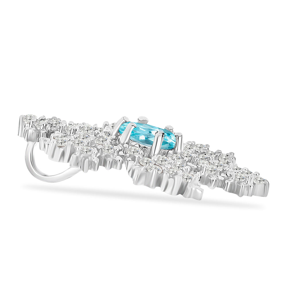 Colgante de Plata con Apatita Azul Cielo y Topacio Blanco 2 