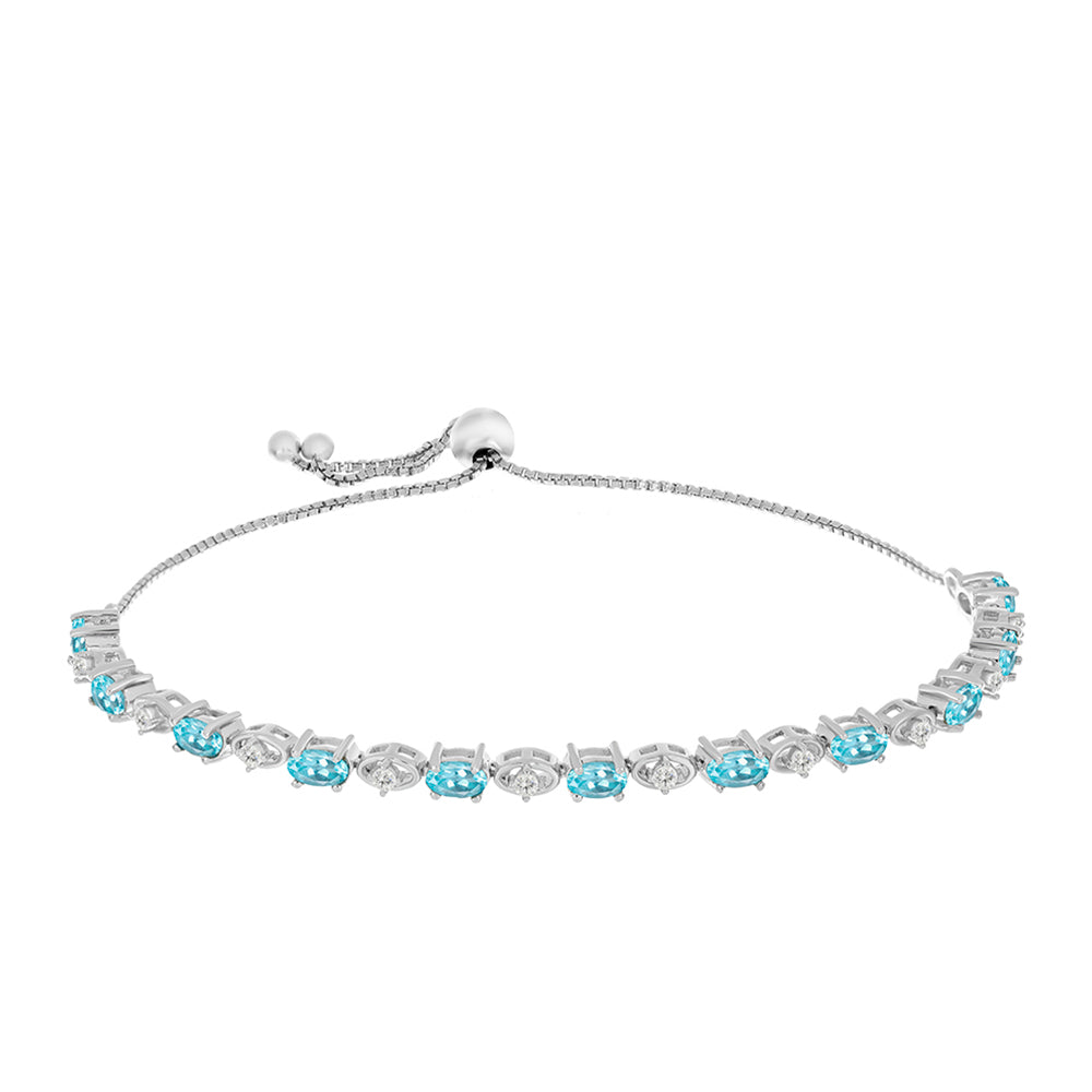 Pulsera de Plata con Apatita Azul Cielo y Topacio Blanco 1 
