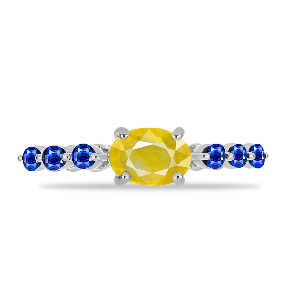 Anillo de Plata con Zafiro Amarillo y Zafiro azul Australiano