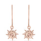 Pendientes de Plata Bañada en Oro Rosa con Diamante Rosa Danzantes