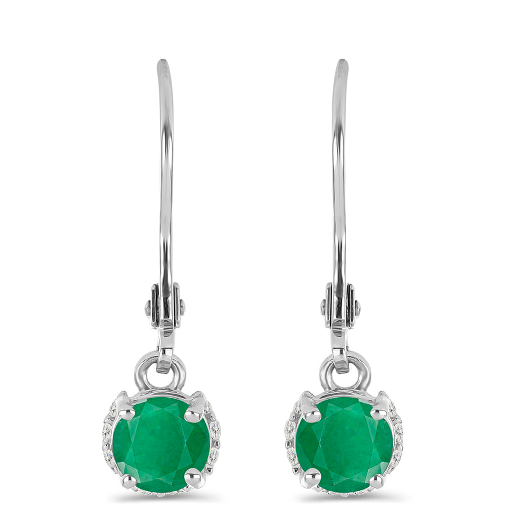 Pendientes de Plata con Esmeralda de Brasil y Topacio Blanco 1 