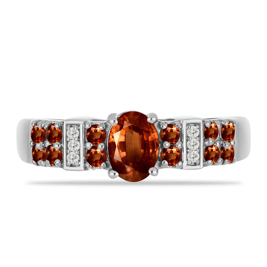 Anillo de Plata con Andalusita y Topacio Blanco