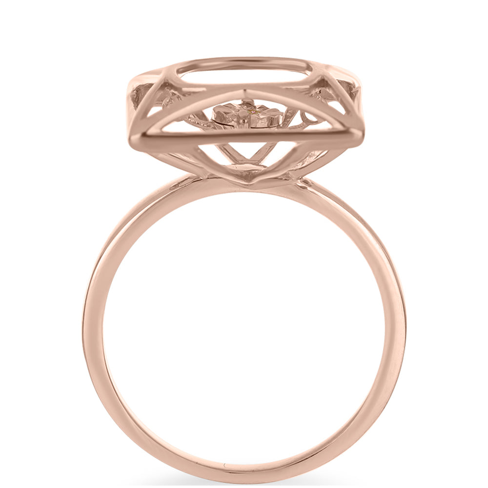 Anillo de Plata Bañada en Oro Rosa con Diamante Rosa Danzantes 2 
