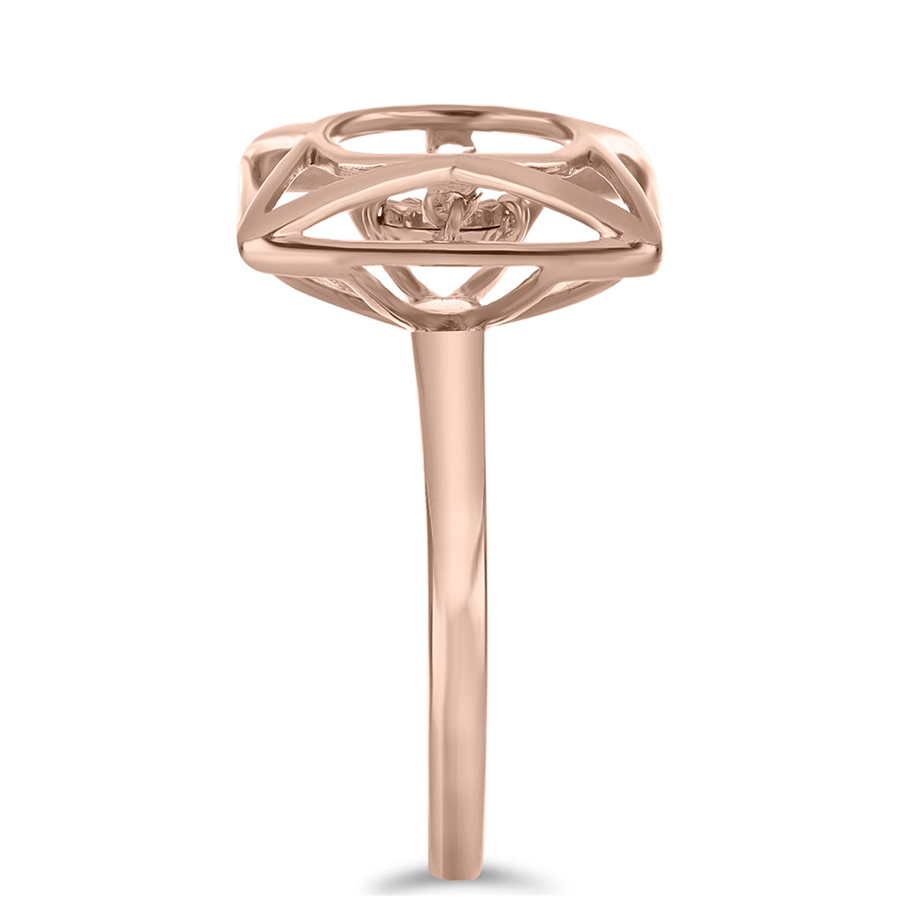 Anillo de Plata Bañada en Oro Rosa con Diamante Rosa Danzantes 4 